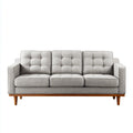 Canapé droit 3 places gris en polyester avec pieds en hévéa 210 x 82 x 84 cm