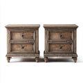 Lot de 2 tables de chevet marron en bois massif rectangulaires 50 x 40 x 60 cm