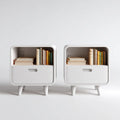 Lot de 2 tables de chevet blanches avec tiroir et niche en MDF rectangulaires 40 x 35 x 60 cm