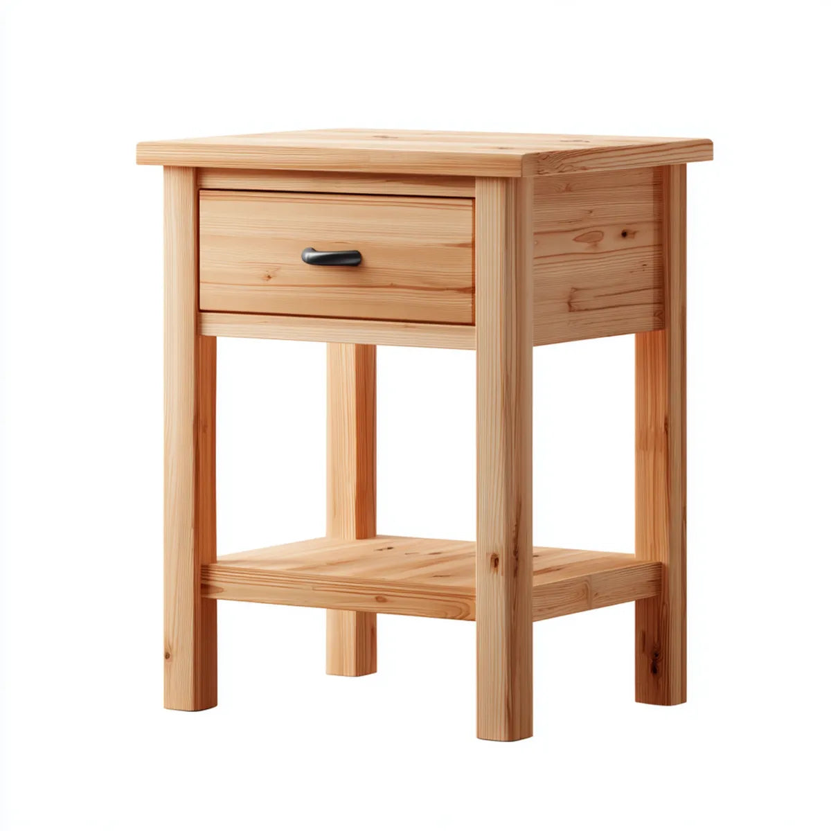 Table de chevet à 1 tiroir en pin massif naturel 45 x 35 x 65 cm rectangulaire