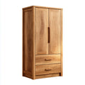 Armoire de chambre rectangulaire chêne naturel 100 x 55 x 200 cm avec 2 portes et 2 tiroirs