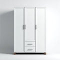 Armoire de chambre 3 portes 2 tiroirs blanche 120 x 50 x 190 cm en panneaux MDF rectangulaire