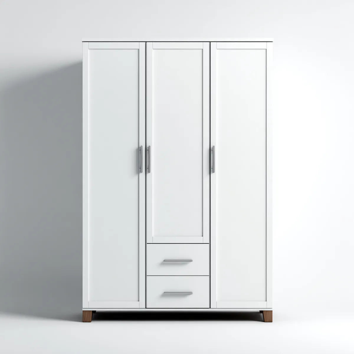 Armoire de chambre 3 portes 2 tiroirs blanche 120 x 50 x 190 cm en panneaux MDF rectangulaire