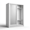 Armoire coulissante blanche avec miroir et étagères 120 x 60 x 200 cm en panneaux de particules mélaminés rectangulaire