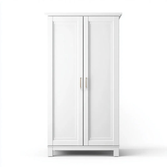 Armoire de chambre 2 portes battantes blanche 80 x 50 x 180 cm en panneaux de particules rectangulaire