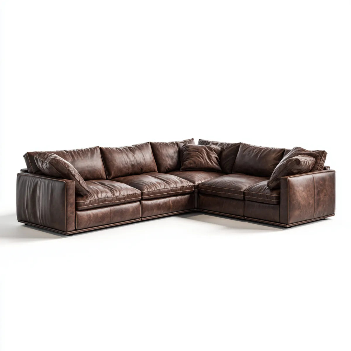 Canapé d'angle 5 places marron en cuir PU 280 x 210 x 85 cm