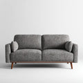 Canapé 2 places droit gris 160 x 86 x 84 cm en polyester avec pieds en bois d'hévéa