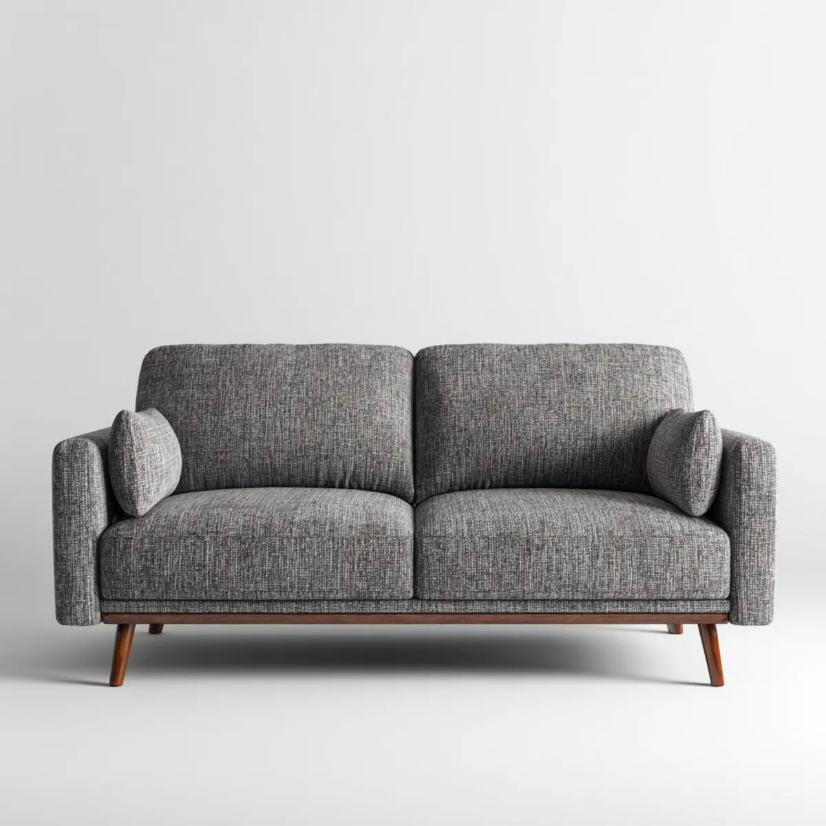 Canapé 2 places droit gris 160 x 86 x 84 cm en polyester avec pieds en bois d'hévéa