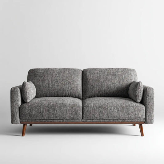 Canapé 2 places droit gris 160 x 86 x 84 cm en polyester avec pieds en bois d'hévéa