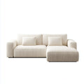 Canapé d'angle 3 places avec méridienne droite écru en polyester bouclette 250 x 160 x 82 cm