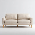 Canapé 2 places beige 160 x 85 x 82 cm en polyester côtelé avec pieds en pin massif rectangulaire