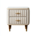 Table de chevet à 2 tiroirs beige crème en polyester et MDF rectangulaire 50 x 40 x 55 cm